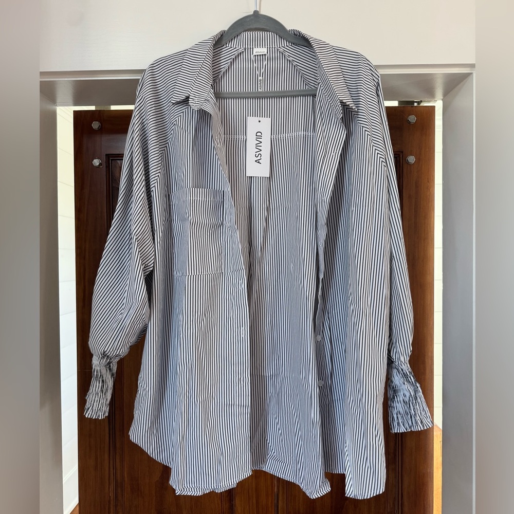 ASVIVD Women's Striped Button Down Shirt